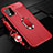 Coque Silicone Gel Motif Cuir Housse Etui avec Support Bague Anneau Aimante Magnetique pour Xiaomi Mi 10 Lite Rouge