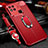 Coque Silicone Gel Motif Cuir Housse Etui avec Support Bague Anneau Aimante Magnetique pour Xiaomi POCO C31 Rouge