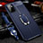 Coque Silicone Gel Motif Cuir Housse Etui avec Support Bague Anneau Aimante Magnetique pour Xiaomi Redmi Note 10 5G Bleu