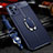 Coque Silicone Gel Motif Cuir Housse Etui avec Support Bague Anneau Aimante Magnetique pour Xiaomi Redmi Note 10 Pro 5G Bleu