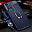 Coque Silicone Gel Motif Cuir Housse Etui avec Support Bague Anneau Aimante Magnetique pour Xiaomi Redmi Note 11 5G Bleu