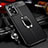 Coque Silicone Gel Motif Cuir Housse Etui avec Support Bague Anneau Aimante Magnetique pour Xiaomi Redmi Note 11E Pro 5G Noir