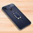 Coque Silicone Gel Motif Cuir Housse Etui avec Support Bague Anneau Aimante Magnetique pour Xiaomi Redmi Note 7 Bleu