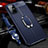 Coque Silicone Gel Motif Cuir Housse Etui avec Support Bague Anneau Aimante Magnetique S01 pour OnePlus 8T 5G Bleu