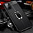 Coque Silicone Gel Motif Cuir Housse Etui avec Support Bague Anneau Aimante Magnetique S01 pour OnePlus 8T 5G Noir