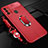 Coque Silicone Gel Motif Cuir Housse Etui avec Support Bague Anneau Aimante Magnetique S01 pour Oppo A11s Rouge