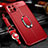 Coque Silicone Gel Motif Cuir Housse Etui avec Support Bague Anneau Aimante Magnetique S01 pour Oppo Reno4 Z 5G Rouge