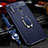 Coque Silicone Gel Motif Cuir Housse Etui avec Support Bague Anneau Aimante Magnetique S01 pour Samsung Galaxy A20s Bleu