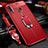 Coque Silicone Gel Motif Cuir Housse Etui avec Support Bague Anneau Aimante Magnetique S01 pour Samsung Galaxy A20s Rouge