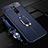 Coque Silicone Gel Motif Cuir Housse Etui avec Support Bague Anneau Aimante Magnetique S01 pour Xiaomi Redmi 8 Bleu