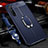 Coque Silicone Gel Motif Cuir Housse Etui avec Support Bague Anneau Aimante Magnetique S02 pour Oppo F15 Bleu