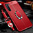 Coque Silicone Gel Motif Cuir Housse Etui avec Support Bague Anneau Aimante Magnetique S02 pour Oppo F15 Rouge