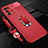 Coque Silicone Gel Motif Cuir Housse Etui avec Support Bague Anneau Aimante Magnetique S02 pour Oppo Find X3 Lite 5G Rouge