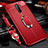 Coque Silicone Gel Motif Cuir Housse Etui avec Support Bague Anneau Aimante Magnetique S02 pour Oppo Reno Ace Rouge