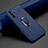 Coque Silicone Gel Motif Cuir Housse Etui avec Support Bague Anneau Aimante Magnetique S02 pour Samsung Galaxy S21 FE 5G Bleu