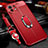 Coque Silicone Gel Motif Cuir Housse Etui avec Support Bague Anneau Aimante Magnetique S02 pour Xiaomi Mi 11 Lite 5G NE Rouge