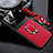 Coque Silicone Gel Motif Cuir Housse Etui avec Support Bague Anneau Aimante Magnetique S03 pour Apple iPhone 13 Pro Rouge