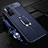 Coque Silicone Gel Motif Cuir Housse Etui avec Support Bague Anneau Aimante Magnetique S03 pour Huawei Honor 30 Bleu