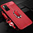 Coque Silicone Gel Motif Cuir Housse Etui avec Support Bague Anneau Aimante Magnetique S03 pour Huawei Honor 30 Pro Rouge