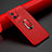 Coque Silicone Gel Motif Cuir Housse Etui avec Support Bague Anneau Aimante Magnetique S03 pour Vivo iQOO 8 Pro 5G Rouge