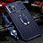 Coque Silicone Gel Motif Cuir Housse Etui avec Support Bague Anneau Aimante Magnetique S03 pour Vivo iQOO 9 Pro 5G Bleu