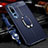 Coque Silicone Gel Motif Cuir Housse Etui avec Support Bague Anneau Aimante Magnetique S04 pour Xiaomi Mi 10 Bleu