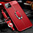 Coque Silicone Gel Motif Cuir Housse Etui avec Support Bague Anneau Aimante Magnetique T01 pour Apple iPhone 11 Rouge