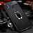 Coque Silicone Gel Motif Cuir Housse Etui avec Support Bague Anneau Aimante Magnetique T01 pour Huawei Honor 10i Noir