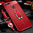 Coque Silicone Gel Motif Cuir Housse Etui avec Support Bague Anneau Aimante Magnetique T01 pour Huawei Honor View 20 Rouge