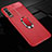 Coque Silicone Gel Motif Cuir Housse Etui avec Support Bague Anneau Aimante Magnetique T01 pour Huawei P30 Rouge