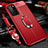 Coque Silicone Gel Motif Cuir Housse Etui avec Support Bague Anneau Aimante Magnetique T01 pour Huawei P40 Rouge