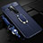 Coque Silicone Gel Motif Cuir Housse Etui avec Support Bague Anneau Aimante Magnetique T01 pour OnePlus 8 Pro Bleu