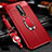 Coque Silicone Gel Motif Cuir Housse Etui avec Support Bague Anneau Aimante Magnetique T01 pour OnePlus 8 Rouge