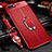 Coque Silicone Gel Motif Cuir Housse Etui avec Support Bague Anneau Aimante Magnetique T01 pour Oppo K1 Rouge