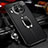 Coque Silicone Gel Motif Cuir Housse Etui avec Support Bague Anneau Aimante Magnetique T01 pour Xiaomi Mi 10i 5G Noir