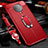 Coque Silicone Gel Motif Cuir Housse Etui avec Support Bague Anneau Aimante Magnetique T01 pour Xiaomi Poco F2 Pro Rouge