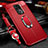 Coque Silicone Gel Motif Cuir Housse Etui avec Support Bague Anneau Aimante Magnetique T01 pour Xiaomi Redmi Note 9 Rouge