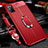 Coque Silicone Gel Motif Cuir Housse Etui avec Support Bague Anneau Aimante Magnetique T02 pour Huawei Honor V30 5G Rouge