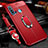 Coque Silicone Gel Motif Cuir Housse Etui avec Support Bague Anneau Aimante Magnetique T02 pour Huawei P20 Lite (2019) Rouge