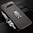 Coque Silicone Gel Motif Cuir Housse Etui avec Support Bague Anneau Aimante Magnetique T02 pour Samsung Galaxy S10 5G Gris