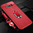 Coque Silicone Gel Motif Cuir Housse Etui avec Support Bague Anneau Aimante Magnetique T02 pour Samsung Galaxy S10 Plus Rouge