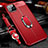 Coque Silicone Gel Motif Cuir Housse Etui avec Support Bague Anneau Aimante Magnetique T03 pour Apple iPhone 11 Pro Max Rouge