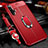 Coque Silicone Gel Motif Cuir Housse Etui avec Support Bague Anneau Aimante Magnetique T03 pour Huawei Nova 5 Pro Rouge