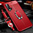 Coque Silicone Gel Motif Cuir Housse Etui avec Support Bague Anneau Aimante Magnetique T03 pour Huawei Nova 6 5G Rouge