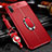 Coque Silicone Gel Motif Cuir Housse Etui avec Support Bague Anneau Aimante Magnetique T03 pour Samsung Galaxy Note 10 5G Rouge