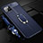 Coque Silicone Gel Motif Cuir Housse Etui avec Support Bague Anneau Aimante Magnetique T04 pour Apple iPhone 11 Pro Bleu