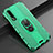 Coque Silicone Gel Motif Cuir Housse Etui avec Support Bague Anneau Aimante Magnetique T04 pour Huawei P30 Vert