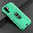 Coque Silicone Gel Motif Cuir Housse Etui avec Support Bague Anneau Aimante Magnetique T06 pour Huawei P30 Pro New Edition Vert