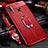 Coque Silicone Gel Motif Cuir Housse Etui avec Support Bague Anneau Aimante Magnetique Z01 pour Huawei P30 Lite New Edition Rouge