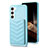 Coque Silicone Gel Motif Cuir Housse Etui BF1 pour Samsung Galaxy S24 5G Bleu Clair